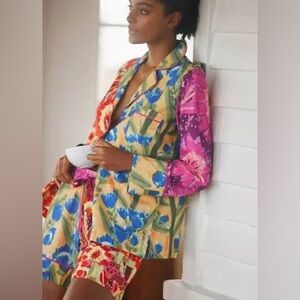 Anthropologie Roeqiya Fris Garden Bloom Flannel Pajama Top Size LP